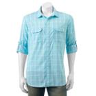 Men's Apt. 9&reg; Modern-fit Plaid Roll-tab Button-down Shirt, Size: Large, Turquoise/blue (turq/aqua)