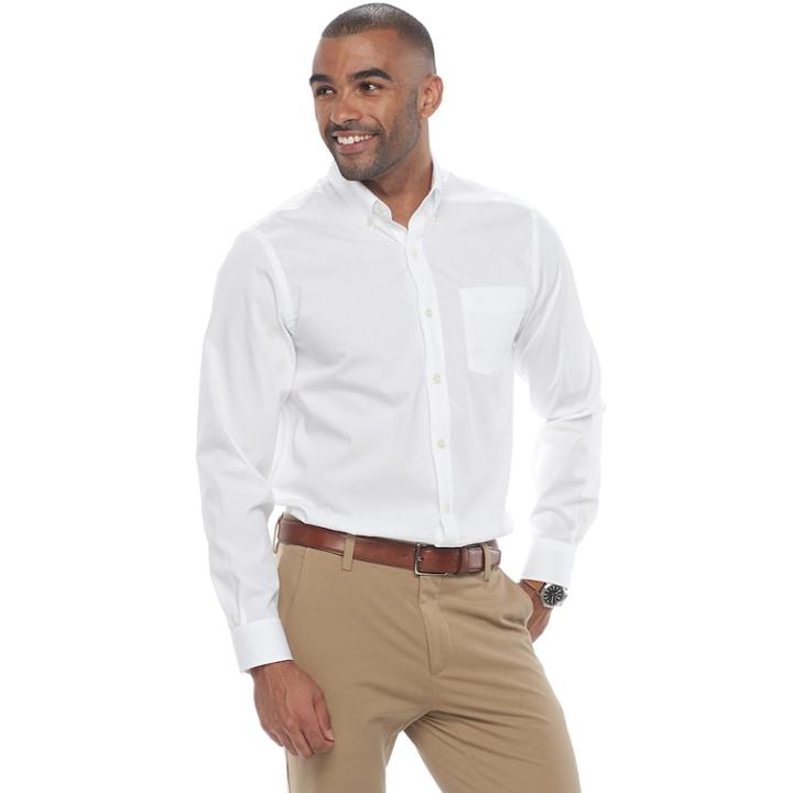 Men's Dockers Classic-fit Comfort Stretch Button-down Shirt, Size: Medium, White