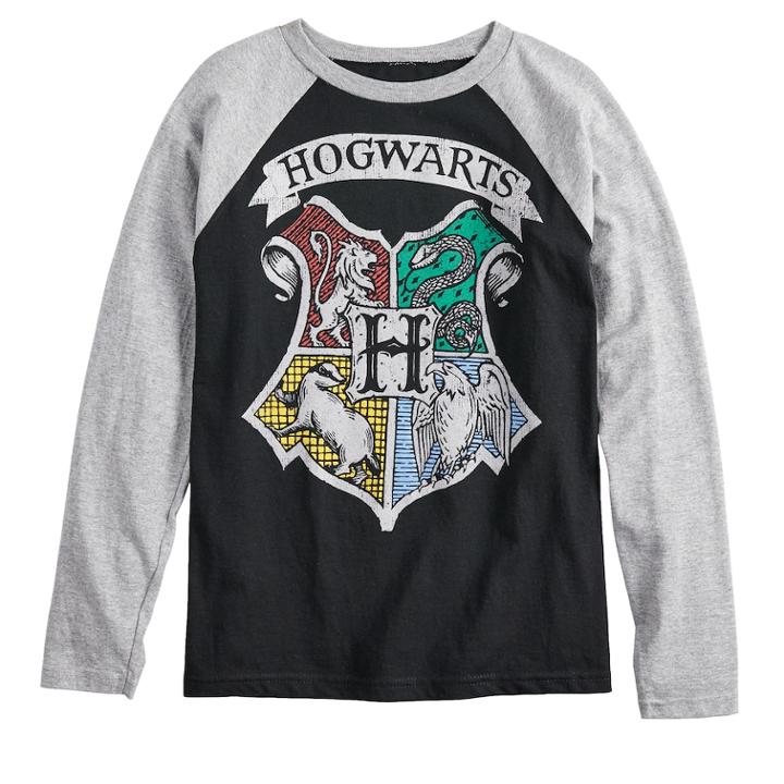 Boys 8-20 Harry Potter Hogwarts Raglan Tee, Size: Xl, Black