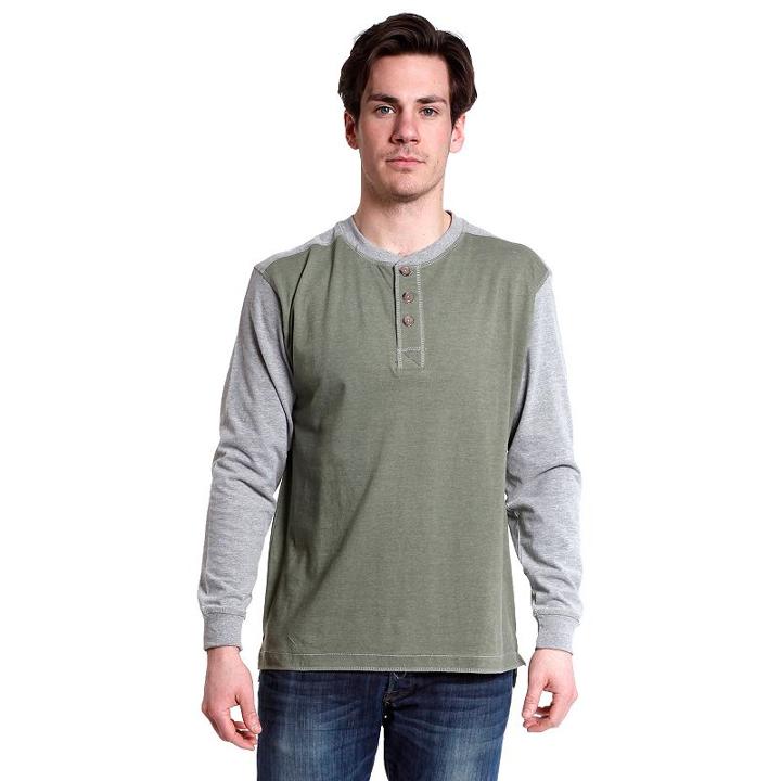 Men's Stanley Classic-fit Colorblock Raglan Baseball Henley, Size: Medium, Green
