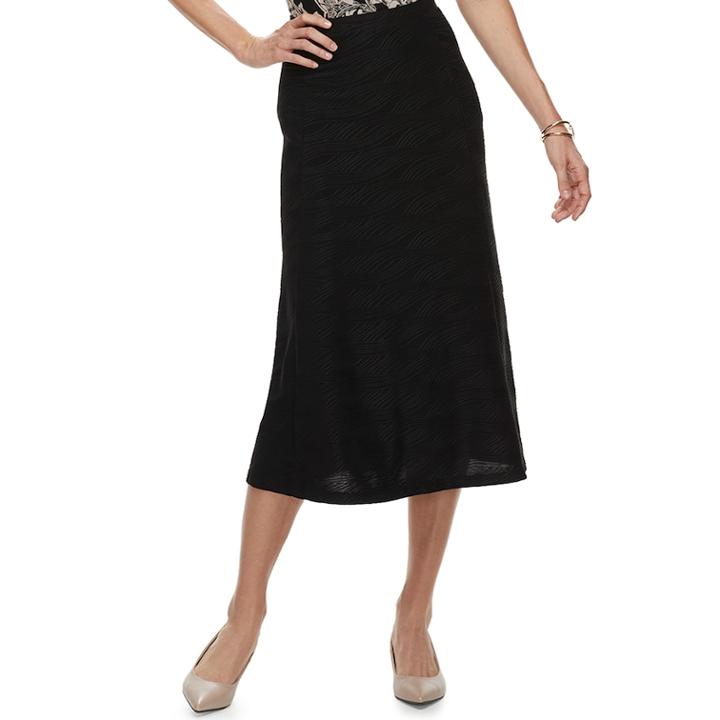 Women's Dana Buchman Print Midi Skirt, Size: Xl, Black