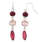 Pink & Red Bead Drop Earrings, Women's, Med Red