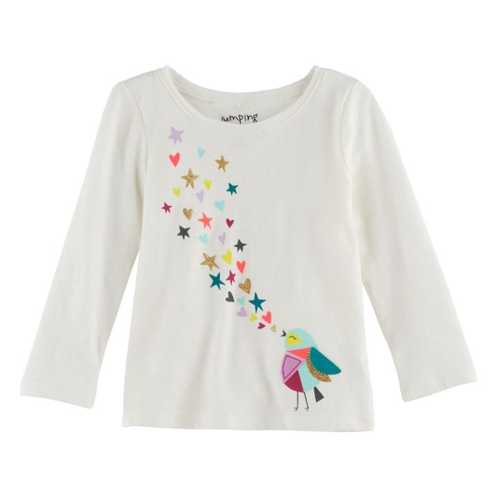 Baby Girl Jumping Beans&reg; Long-sleeve Slubbed Graphic Tee, Size: 6 Months, White