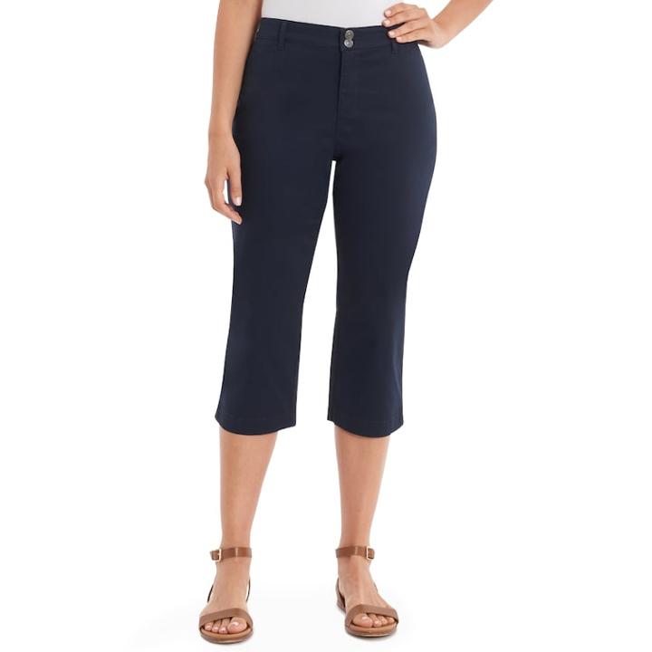 Women's Gloria Vanderbilt Julia Mid-rise Trouser Capris, Size: 12, Blue