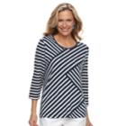 Women's Cathy Daniels Diagonal Stripe Top, Size: Medium, Dark Blue