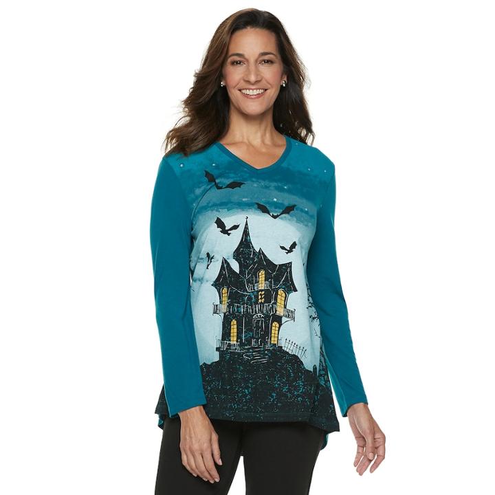 Women's Halloween High-low Tee, Size: Xxl, Blue