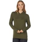 Women's Cuddl Duds Soft Knit Long Sleeve Tunic Hoodie, Size: Medium, Dark Green