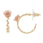 Lc Lauren Conrad Pink Flower Nickel Free Vine Hoop Earrings, Women's
