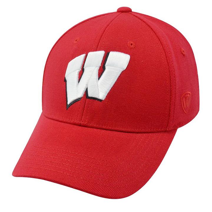 Adult Top Of The World Wisconsin Badgers One-fit Cap, Med Red