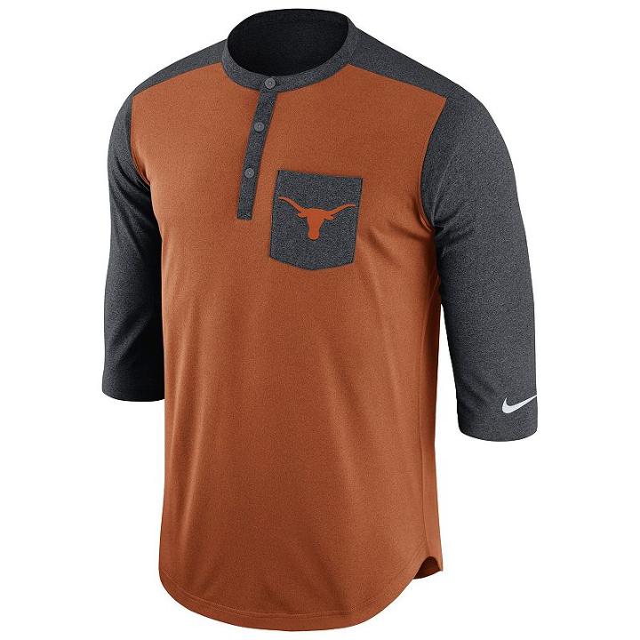 Men's Nike Texas Longhorns Dri-fit Touch Henley, Size: Medium, Ovrfl Oth