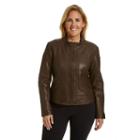Plus Size Excelled Leather Motorcycle Jacket, Women's, Size: 3xl, Brown