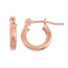 14k Gold Tube Hoop Earrings - 13 Mm, Women's, Pink