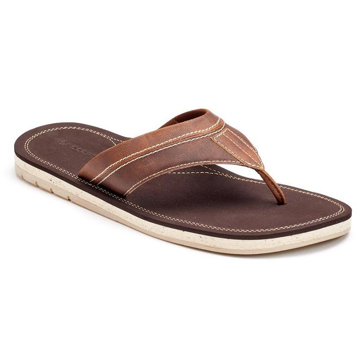Men's Dockers Elevated Stitched Flip-flops, Size: Large, Brown