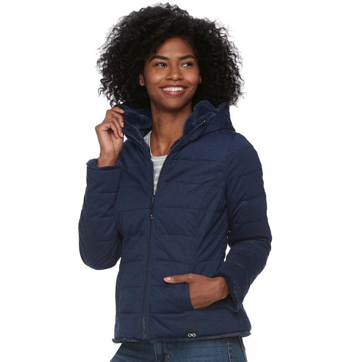 Women's Be Boundless Hooded Reversible Jacket, Size: Large, Blue (navy)