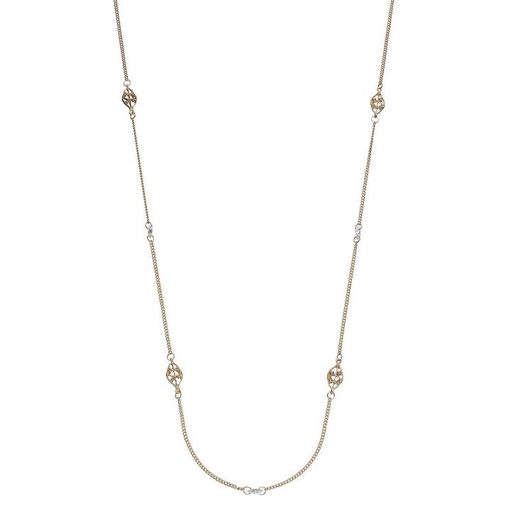 Lc Lauren Conrad Cubic Zirconia Leaf Long Station Necklace, Women's, Gold