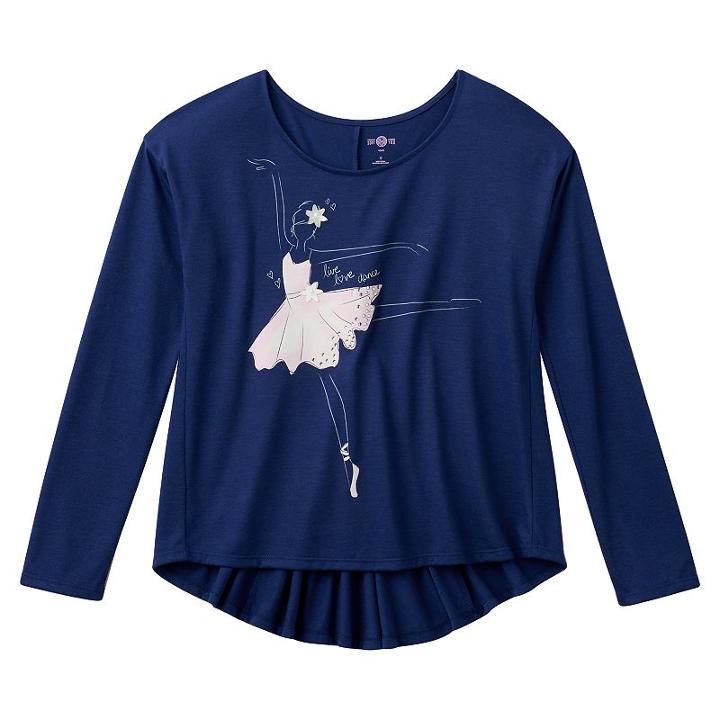 Girls 7-16 & Plus Size So&reg; Perfectly Soft High-low Graphic Top, Girl's, Size: 20 1/2, Blue