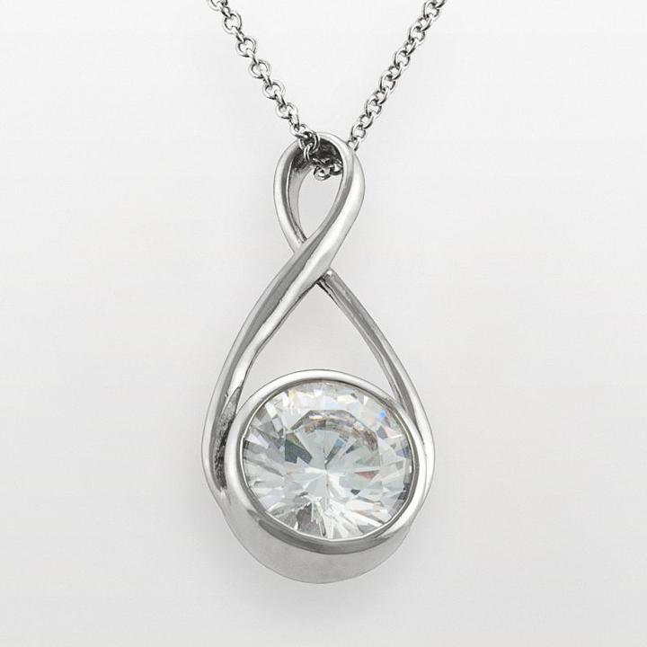 Silver Plated Lab-created Cubic Zirconia Infinity Pendant, Women's, Size: 18, White