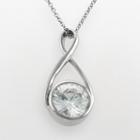 Silver Plated Lab-created Cubic Zirconia Infinity Pendant, Women's, Size: 18, White