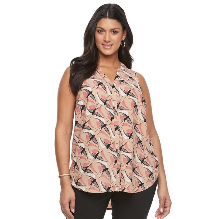 Plus Size Apt. 9&reg; Pleated Crepe Tank, Women's, Size: 2xl, Lt Beige