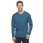 Men's Apt. 9&reg; Modern-fit 12gg Merino V-neck Sweater, Size: Large, Turquoise/blue (turq/aqua)