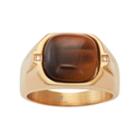 Men's Gold Tone Stainless Steel Tiger's Eye & Cubic Zirconia Ring, Size: 11, Brown