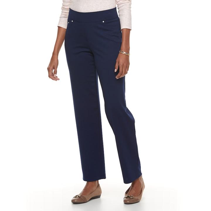 Women's Cathy Daniels Ponte Pull-on Pants, Size: Medium, Blue (navy)