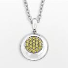 Lotopia Sterling Silver Disc Pendant - Made With Swarovski Cubic Zirconia, Women's, Size: 17, Yellow