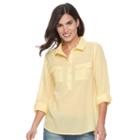 Women's Croft & Barrow&reg; Gauze Shirt, Size: Xxl, Drk Yellow