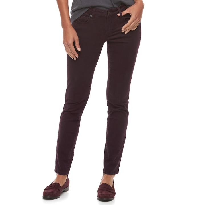 Women's Sonoma Goods For Life&trade; Curvy Fit Sateen Skinny Pants, Size: 18 T/l, Dark Red