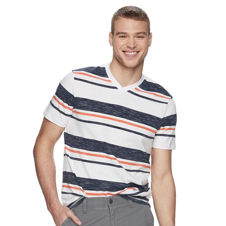 Men's Urban Pipeline&reg; Striped Maxflex V-neck Tee, Size: Large, Blue
