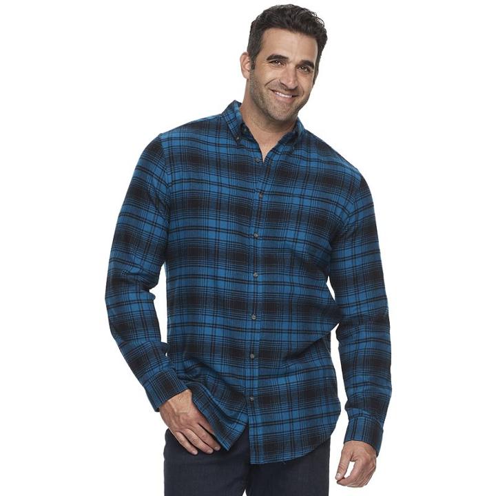 Big & Tall Croft & Barrow&reg; True Comfort Classic-fit Flannel Button-down Shirt, Men's, Size: 3xb, Blue