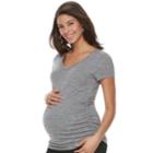 Maternity A:glow Essential Ruched V-neck Tee, Women's, Size: S-mat, Light Grey