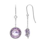 Amethyst Sterling Silver Chain-wrapped Circle Drop Earrings, Women's, Purple