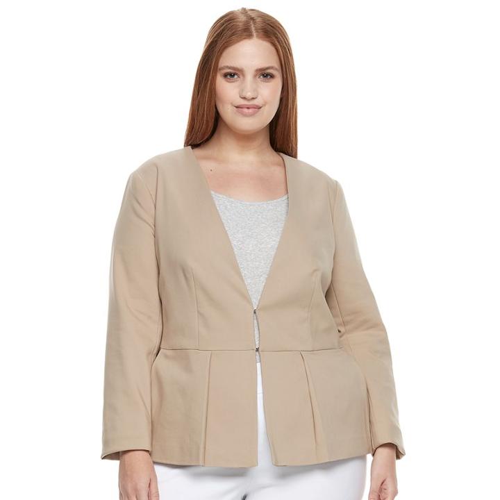 Plus Size Apt. 9&reg; Torie Collarless Peplum Jacket, Women's, Size: 18 W, Lt Beige