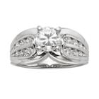 Diamonore Round-cut Ggl Certified Simulated Diamond Engagement Ring In Sterling Silver (1 1/2 Ct. T.w.), Women's, Size: 7, White
