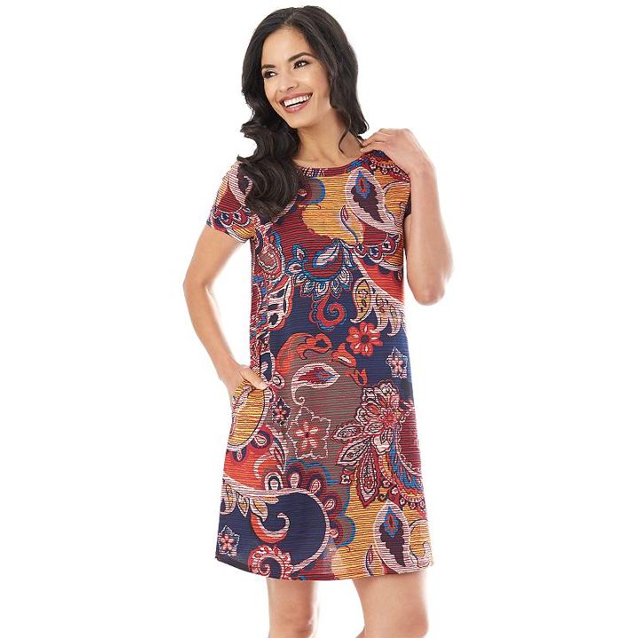 Women's Apt. 9 Printed Knit Dress, Size: Xlrg Av/rg, Ovrfl Oth