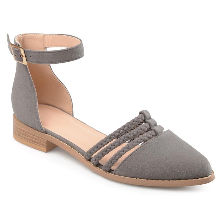 Journee Collection Anistn Women's Ankle Wrap Flats, Size: Medium (11), Dark Grey
