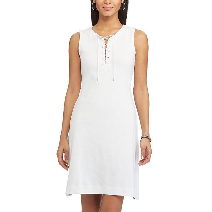 Women's Chaps Lace-up Tank Dress, Size: Xl, White