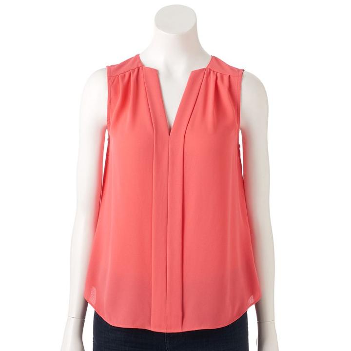 Women's Dana Buchman Pleated Crepe Top, Size: Xl, Lt Orange