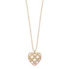 Long Lattice Heart Pendant Necklace, Women's, Gold