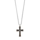 Lynx Men's Two Tone Stainless Steel Cross Pendant Necklace, Size: 24, White
