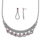 Crystal Allure Necklace And Teardrop Earring Set, Women's, Size: 16.5, Pink