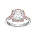 Lily & Lace Pink & White Cubic Zirconia Two Tone Square Halo Ring, Women's, Size: 9