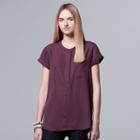 Women's Simply Vera Vera Wang Chiffon High-low Top, Size: Xs, Purple