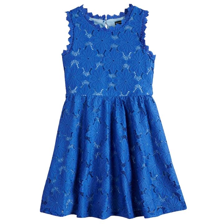 Girls 7-16 My Michelle Crochet Lace Skater Dress, Size: 7, Blue
