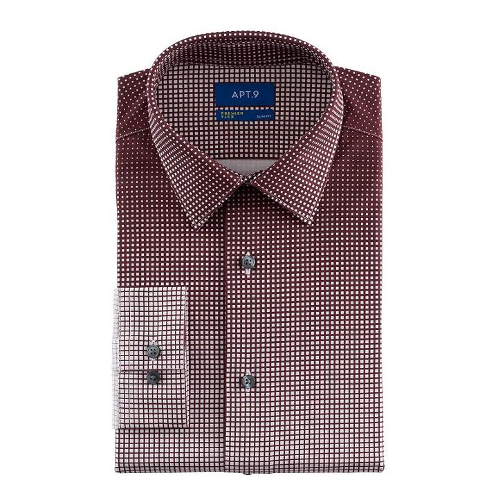 Men's Apt. 9&reg; Slim-fit Premier Flex Collar Stretch Dress Shirt, Size: 15.5-32/33, Red