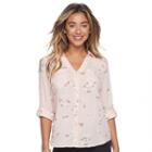 Juniors' Candie's&reg; Piped Roll-tab Blouse, Teens, Size: Xl, Brt Pink