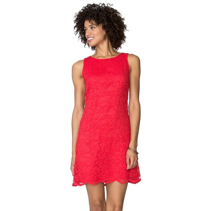 Women's Chaps Lace Shift Dress, Size: 10, Red
