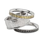 Logoart Boston Bruins Stainless Steel Crystal Stack Ring Set, Women's, Size: 9, Multicolor