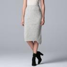 Women's Simply Vera Vera Wang Asymmetrical Sweater Skirt, Size: Medium, Light Grey